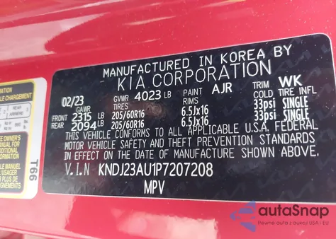 2023 Kia Soul Lx from USA, damaged, VIN KNDJ23AU1P7207208